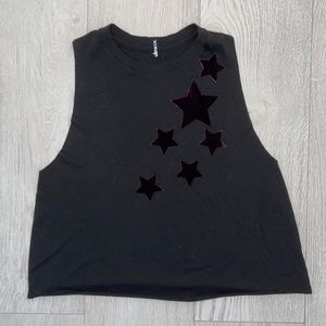 ULTRACOR black and purple velvet star racer back tank